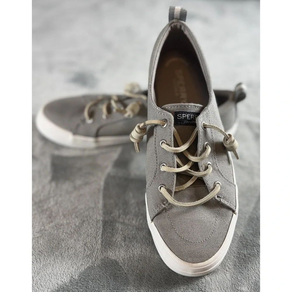 Sperry Shoes Womens Size 7 Gray Canvas Memory Foam Top-Sider Casual STS99042
